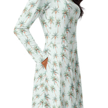 Load image into Gallery viewer, Festive Palms- long sleeve midi dress
