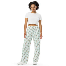 Load image into Gallery viewer, Festive Palms- unisex adult wide-leg pants