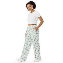 Load image into Gallery viewer, Festive Palms- unisex adult wide-leg pants