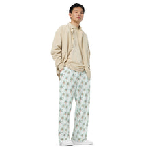 Load image into Gallery viewer, Festive Palms- unisex adult wide-leg pants