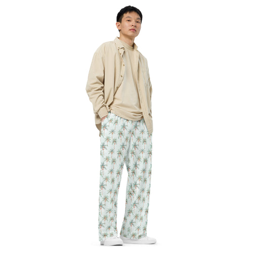 Festive Palms- unisex adult wide-leg pants