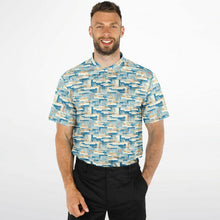 Load image into Gallery viewer, Blue Mid Mod- Mens Blade Collar Polo Shirt