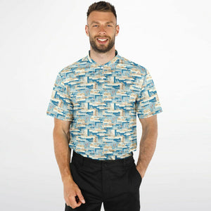 Blue Mid Mod- Mens Blade Collar Polo Shirt