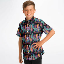 Load image into Gallery viewer, Youth Short Sleeve Button Down- Noche Neon