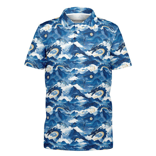 Kids Polo Shirt - Blue Dragon