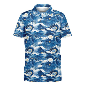 Kids Polo Shirt - Blue Dragon
