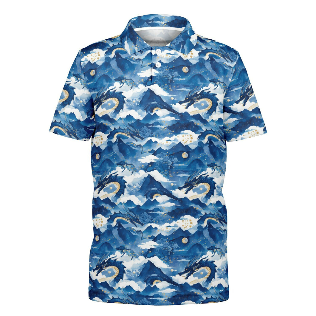 Kids Polo Shirt - Blue Dragon