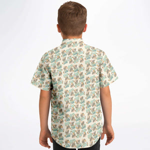 Chungi and Ferns- Kids Short Sleeve Button Down Shirt