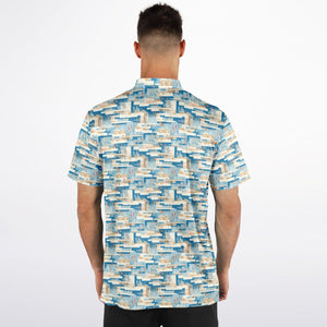 Blue Mid Mod- Mens Blade Collar Polo Shirt