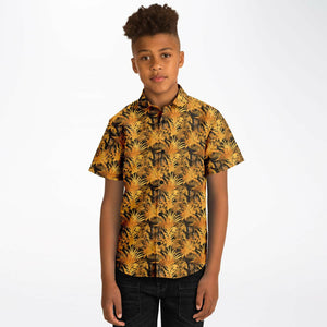 Youth Button Down Shirt - Golden Fronds