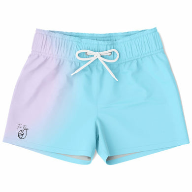 Kids Swim Trunks - Lavender Teal Gradient