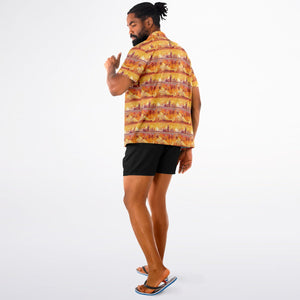 Skyline Sunset- Men's Spread Collar Short Sleeve Button-Down