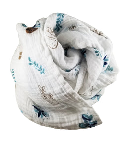 Lightweight Baby Blanket- 2 Pack with Travel Bag- Blush Floral and Blue Cactus