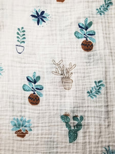 Lightweight Baby Blanket- 2 Pack with Travel Bag- Blush Floral and Blue Cactus