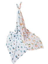 Load image into Gallery viewer, Lightweight Baby Blanket- 2 Pack with Travel Bag- Blush Floral and Blue Cactus